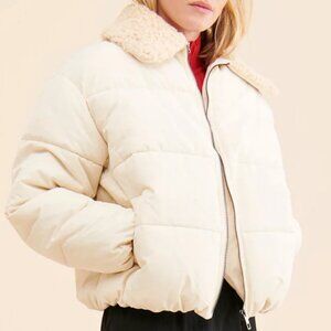 UO Duckie Puffer Jacket with sherpa collar